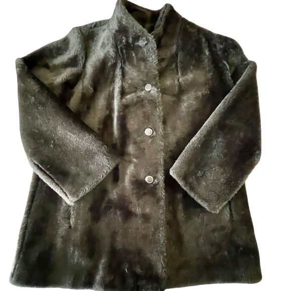 Npc Fashions Brown Hipster Faux Fur 70’s Long Sleeve Jacket SzM - Picture 7 of 9